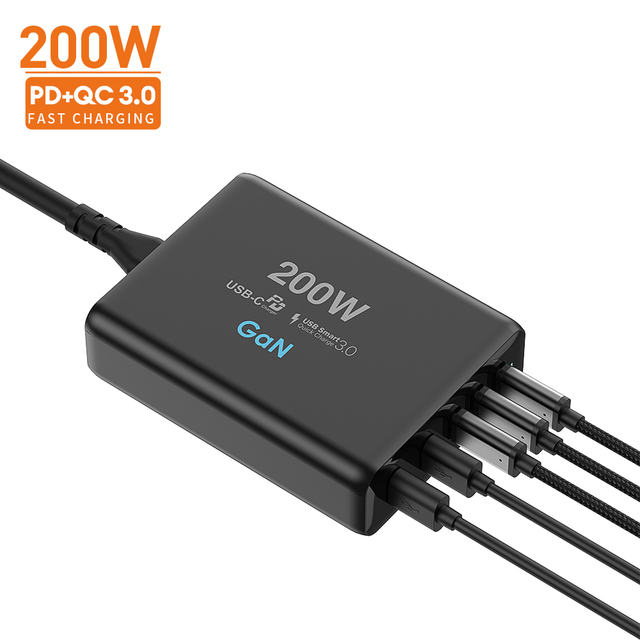 Tecnologia Wall Fast Charger Faster 65 Watt 100W 200W 5-Port Tipo C Scp Pd Qc Phone Chargers for Oneplus Usb Port Charger