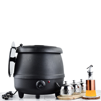 Gewerblicher Catering-Buffet-Speisewärmer 10L Schwarzer Suppentopf aus Edelstahl 201-Aluminium für Hotelgebrauch