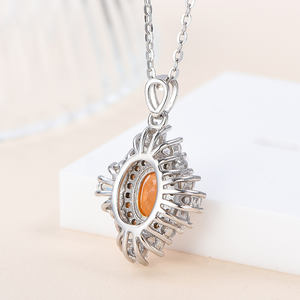 Collar con Colgante de Plata de Ley 925 Chapado en Rodio con Piedra Preciosa de Granate Natural de <span class=keywords><strong>Orande</strong></span>, Proveedor Mayorista para Mujer - Product Image 4