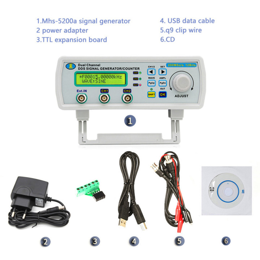 MHS-5206A 6MHZ DDS 機能信号発生器デジタル制御デュアルチャンネル