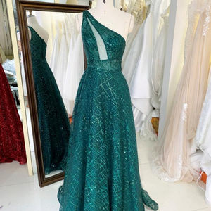 Abito da Sera Monospalla con Paillettes <span class=keywords><strong>Verde</strong></span> Smeraldo/Blu Reale/Grigio Argento/<span class=keywords><strong>Rosso</strong></span> Bordeaux - Product Image 1