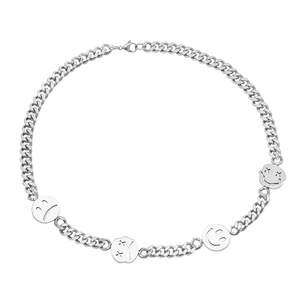 Collar de Cadena Cubana de Acero Inoxidable con Dijes Temáticos, Estilo Hip Hop Unisex, Cadena Larga - Product Image 5