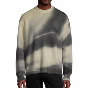 Noir blanc dégradé pull en tricot élégant chaud hiver pull confortable décontracté mode tenue doux tricoté vêtements à la mode - Product Image 1