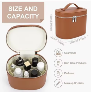 Wholesale PU Leather <b>Makeup</b> <b>Organizer</b> Women Skin Care Beauty Handle Storage <b>Case</b> Cosmetic <b>Cases</b> With Removable Dividers TG-GBA-4 - Product Image 4