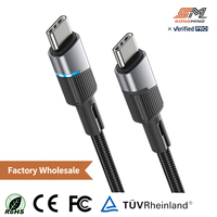 Kabel Pengisian Daya Cepat SONGMING USB-C ke C 60W dengan Jalinan Nilon dan Indikator LED Dua Warna untuk Ponsel Android