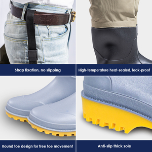 Pantalon de pêche imperméable et antidérapant LITAI, léger, respirant, résistant à l'usure, avec <span class=keywords><strong>bottes</strong></span> de pluie intégrées jusqu'aux genoux - Product Image 3