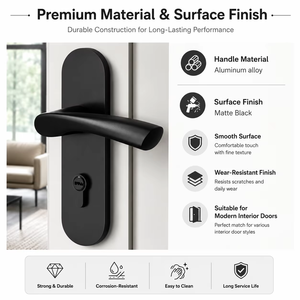 Manijas de Puerta Interiores Ambidiestras de Diseño Europeo Reforzado con Cerradura de Seguridad y Pestillo - Juego de Manijas de Puerta Duraderas - Product Image 5