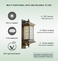 Lampes murales solaires d'extérieur rétro créatives modernes, grandes, étanches IP65, lumière de couloir LED, base en aluminium, garantie de 2 ans
