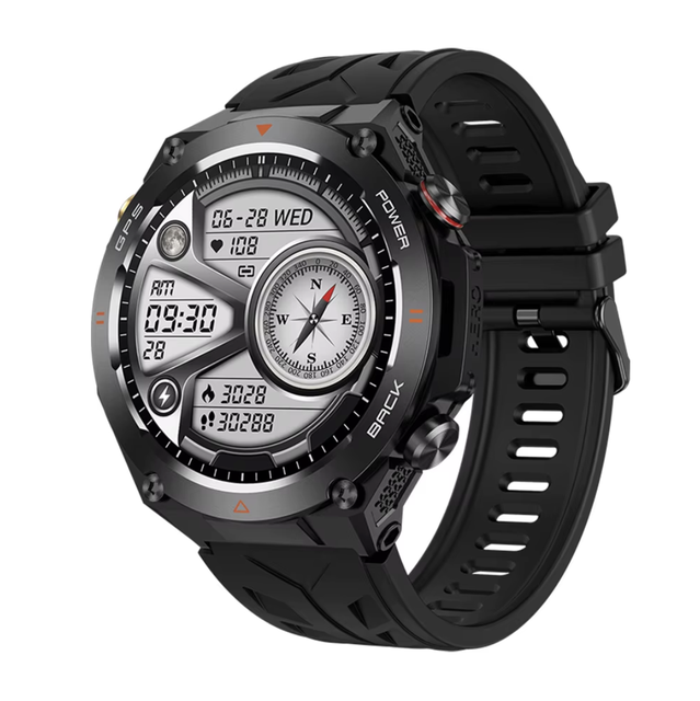 KC82 GPS Outdoor SmartWatch AI Voice Assistant Sports Fitness Monitoring Barometric Compass Heart Rate IP67 Answer Calls