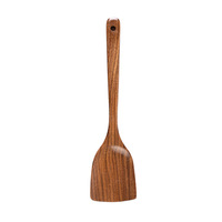 Ensemble d'ustensiles de cuisine en bois d'acacia à petites feuilles, spatule pour wok, louche à soupe, spatule en bois de teck, cuillère de cuisine - Vente chaude