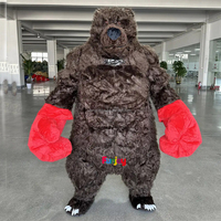 Costume de mascotte d'ours mâle gonflable de 2/2 m avec des gants de boxe
