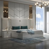 Ensemble de meubles de chambre à coucher contemporain avec lit king size, cadre en bois, mobilier de chambre principale moderne et luxueux pour la maison