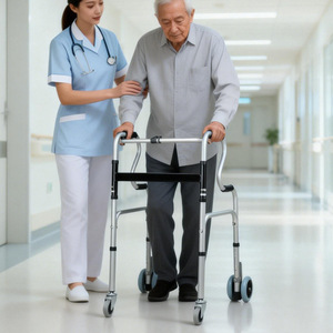 Adjustable Foldable Aluminum Alloy Walking Aid With Wheels For Home Use Legs Rehabilitation Walker <b>Rollator</b> Hebei Origin - Product Image 2