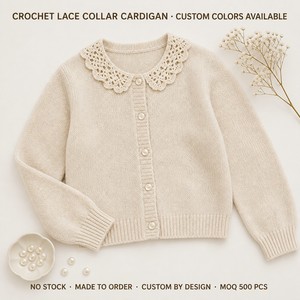 <span class=keywords><strong>Cardigan</strong></span> OEM ODM Personalizzato con Colletto Peter Pan in Pizzo, Chiusura Monopetto, Maniche Lunghe, Design e Stampa Personalizzati su Ordinazione - Product Image 1