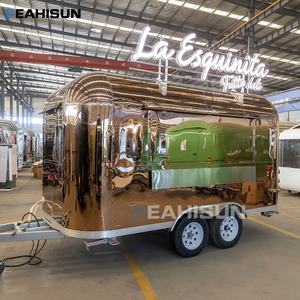 Remorque <span class=keywords><strong>de</strong></span> camion <span class=keywords><strong>de</strong></span> crème glacée en acier inoxydable doré, <span class=keywords><strong>cuisine</strong></span> mobile, remorque alimentaire entièrement équipée, pour bonbons et chips, alimentation intégrée, résistante à la rouille - Product Image 3