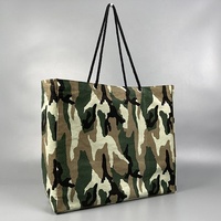 Sac en coton avec logo coloré, motif camouflage, poignée en corde de coton, sac de shopping en plastique