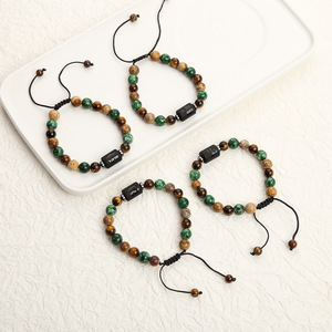 Pulsera de Moda Más Vendida de la Serie de los Doce Signos del Zodiaco, Pulsera Tejida con Cuentas de Piedra de Ojo de Tigre y Piedra de Imagen de Pino Africano - Product Image 2