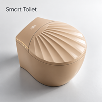 WC intelligent couleur or champagne avec bidet, chasse d'eau automatique, capteur au pied, siège chauffant, séchoir à air chaud, télécommande et écran LED
