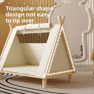 Toptan tüm sezon küçük köpek evi çevre dostu ahşap kapalı çadır ile katı desen sınır ötesi Pet yatak - Product Image 5