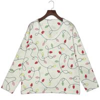 Pull en tricot à col en V pour femme, imprimé lumières de Noël rétro, style festif, imprimé numérique, pull graphique