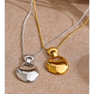 Collana con pendente JINYOU 2062 minimalista in acciaio inossidabile placcato oro, catena lunga, gioiello moderno e di tendenza. - Product Image 2