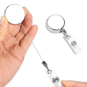 Porte-badge rétractable tout métal avec cordon en acier, boucle facile à dégager, 32 mm, rond et plat, pour carte d'identité - Product Image 4