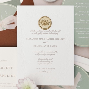 Luxury Sage Green Wedding Invitation Suite Custom Oval Details <b>Card</b> Ribbon Wax Seal Floral Envelope Elegant Wedding Stationery - Product Image 2