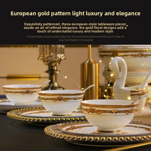 Service <span class=keywords><strong>de</strong></span> Table en Céramique <span class=keywords><strong>de</strong></span> Luxe 60 Pièces Style Européen, <span class=keywords><strong>Vaisselle</strong></span> en <span class=keywords><strong>Porcelaine</strong></span> Fine Dorée pour l'Aménagement <span class=keywords><strong>de</strong></span> la Maison et l'Hôtellerie - Product Image 3