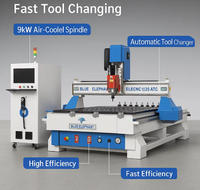Routeur CNC ATC 1325 robuste avec broche refroidie par air 9 kW, machine de gravure sur bois avec commande LNC de Taïwan pour usine de meubles