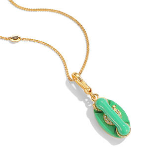 <span class=keywords><strong>Collier</strong></span> pendentif téléphone rotatif vert émail, breloque téléphone 3D ouvrable, bijoux pour femme - Product Image 1