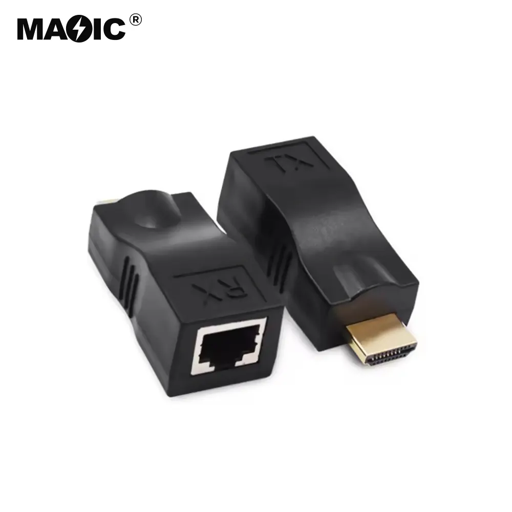 HDMIエクステンダー30MHDMIトランスミッターからV1.4 RJ45 CAT5ECAT6イーサネットLANレシーバーHDMI-RJ45ネットワークエクステンダーサポート4K