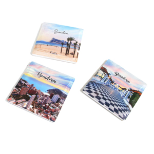 Imán de Cerámica para Refrigerador con Logotipo Personalizado, Recuerdo de Viaje de <span class=keywords><strong>Benidorm</strong></span>, España, Imán Cuadrado de Cerámica con Recubrimiento de Resina 3D - Product Image 1