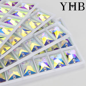Yhb หินแก้วคริสตัลทรงสี่เหลี่ยมขนาดใหญ่ทรงแฟนซีเย็บติดด้านหลังเรียบบนพลอยเทียมสำหรับเสื้อผ้ากระเป๋าชุดแต่งงาน - Product Image 4