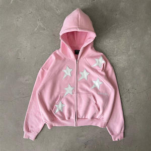 <span class=keywords><strong>Sweat</strong></span>-shirt à <span class=keywords><strong>capuche</strong></span> zippé unisexe tendance, imprimé étoile, style streetwear, coupe ample, pour le commerce international transfrontalier - Product Image 3