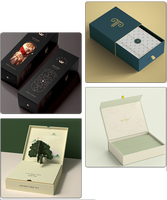 Boîte à parfum noire texturée de luxe avec logo personnalisé, emballage en carton recyclé et insert en mousse EVA pour offrir en cadeau
