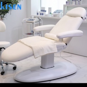 KISEN Professional Electric 3/4 Motors Commercial Salon Spa Massage <b>Table</b> Beauty Salon Lash Bed Luxury <b>White</b> Base Facial Spa Bed - Product Image 1