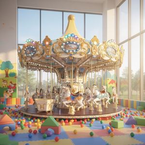 High Quality Alloy PVC Musical <b>Carousel</b> Unicorn <b>Horse</b> Outdoor Shopping Mall Amusement Ride for Kids 16p 4kw 380v CE Certified - Product Image 2