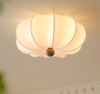 Plafonnier en Faux Soie Effet Pétale de Citrouille, Style Wabi Sabi Japonais Crème, Dimmable E27 pour Chambre, Salon, Salle à Manger, Bureau