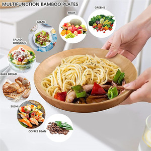 Reusable Round Dinnerware Dish Lightweight Bamboo Dinner <strong>Plate</strong> for Dessert Appetizer Cheese Coffee Food Serving - Product Image 4