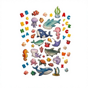 Pegatinas Transparentes <span class=keywords><strong>de</strong></span> Vida Marina, Calcomanías Decorativas Resistentes al Agua con Estampado en Caliente <span class=keywords><strong>para</strong></span> Manualidades Infantiles - Product Image 1