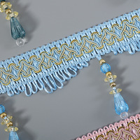 Matériel de couture DIY fait main : Garniture à pampilles en perles de cristal, polyester écologique, personnalisable, franges colorées, dentelle pour vêtements et sacs