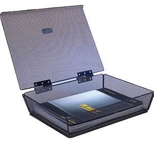 Metal <b>File</b> Rack 34x26.5x8.5 Cm Single Layer Black Office <b>Storage</b> Box With Cover For Document Organization - Product Image 2
