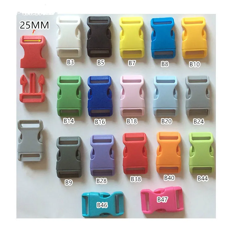 Custom Color Size 10mm/15mm/20mm/25mm Colorful Quick Release Buckle Plastic Side Release Buckles