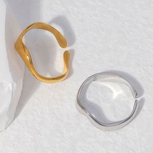 Fast Shipping Ins Style Simple Ripple Stainless Steel <b>Open</b> <b>Rings</b> for Girls Women - Product Image 4