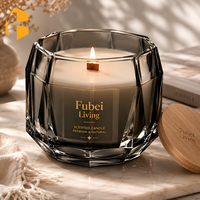 Fubei Living Nordic Chubby Angular Cut Aromatherapie-Kerzenbehälter Rauchgrünes Wohndekorations-Kerzengefäß