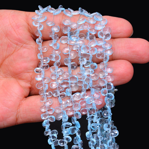 Perles de topaze bleu ciel AAA+ 7x5mm, forme poire, briolette, topaze naturelle fine, facettée, pierre semi-précieuse, perles en vrac pour la fabrication de bijoux - Product Image 4