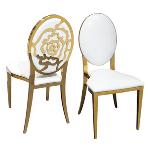 High Back Stainless Steel Chair Gold White <b>Light</b> Luxury <b>for</b> Hotels Restaurants Event Wedding Bridal Furniture <b>for</b> Apartments - Product Image 1