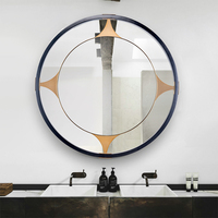 Miroir de salle de bain Design créatif, cadre en métal brossé, miroir mural rond noir mat