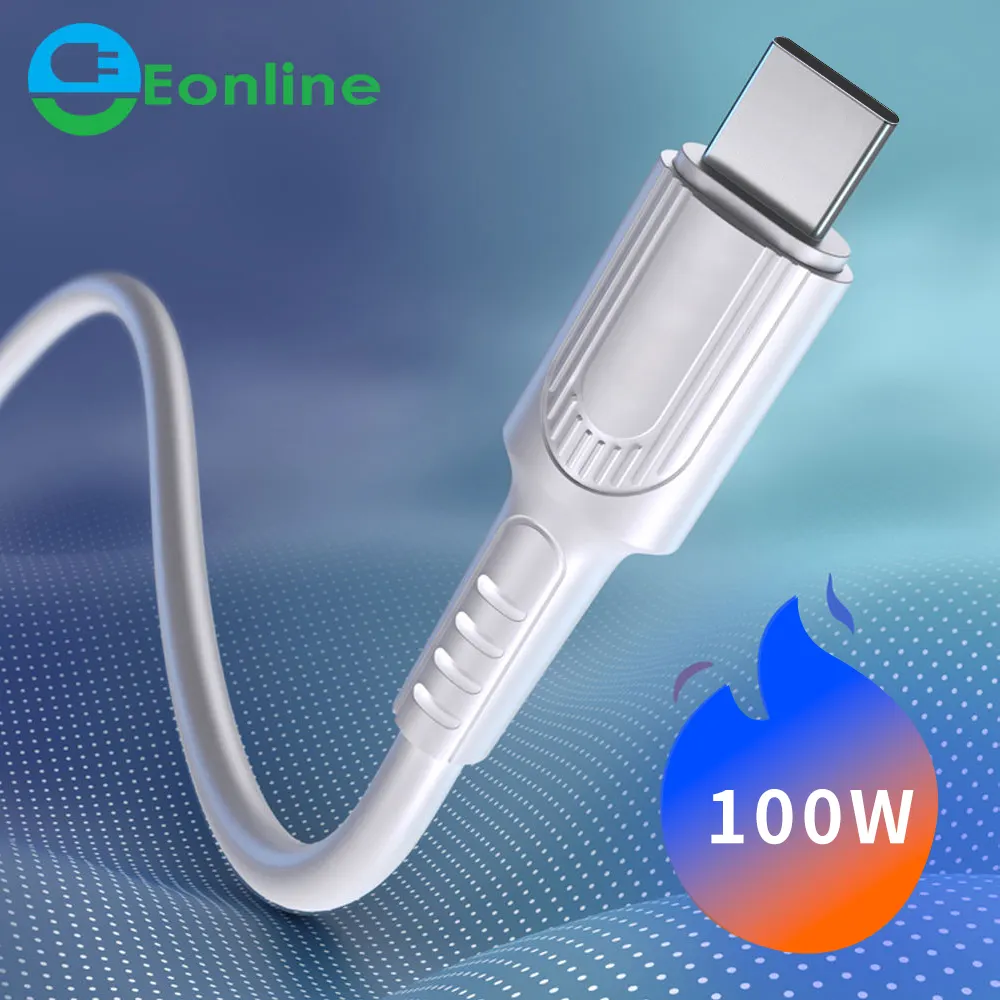 100W 1m 2m E-mark TPE PD Cable Fast Charging USB C Charger Type C Mobile Phone Android Data Cord For Phone Samsung Xiaomi HUAWEI