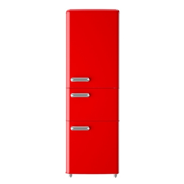 202L Retro Fridge Three-door Refrigerator Red Blue Yellow White Color Bottom Freezer Factory Price OEM Home Refrigerator